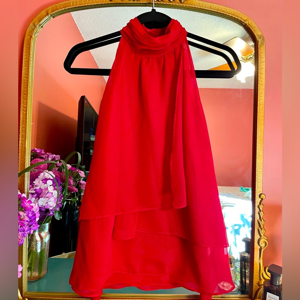 Studio Y Layered chiffon halter blouse